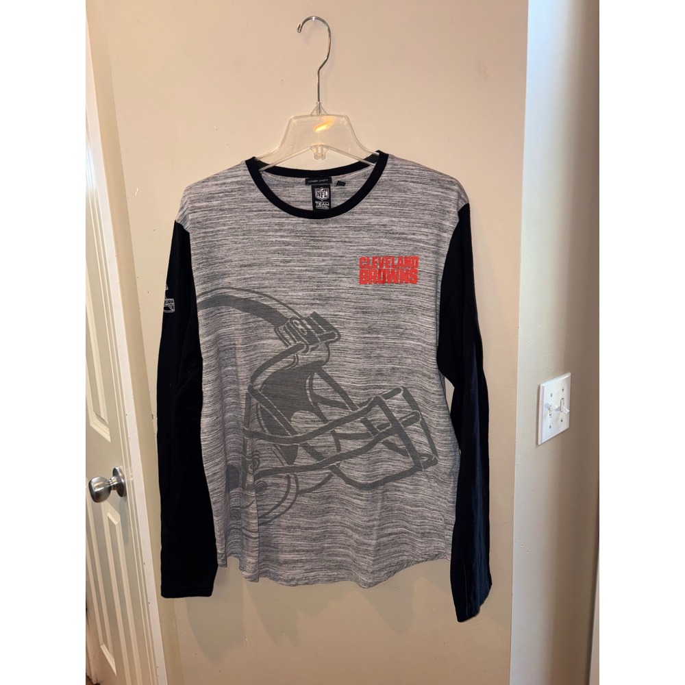 NFL Team Apparel Cleveland Browns Space Dye Long Sleeve Shirt XL‎ Grey Black